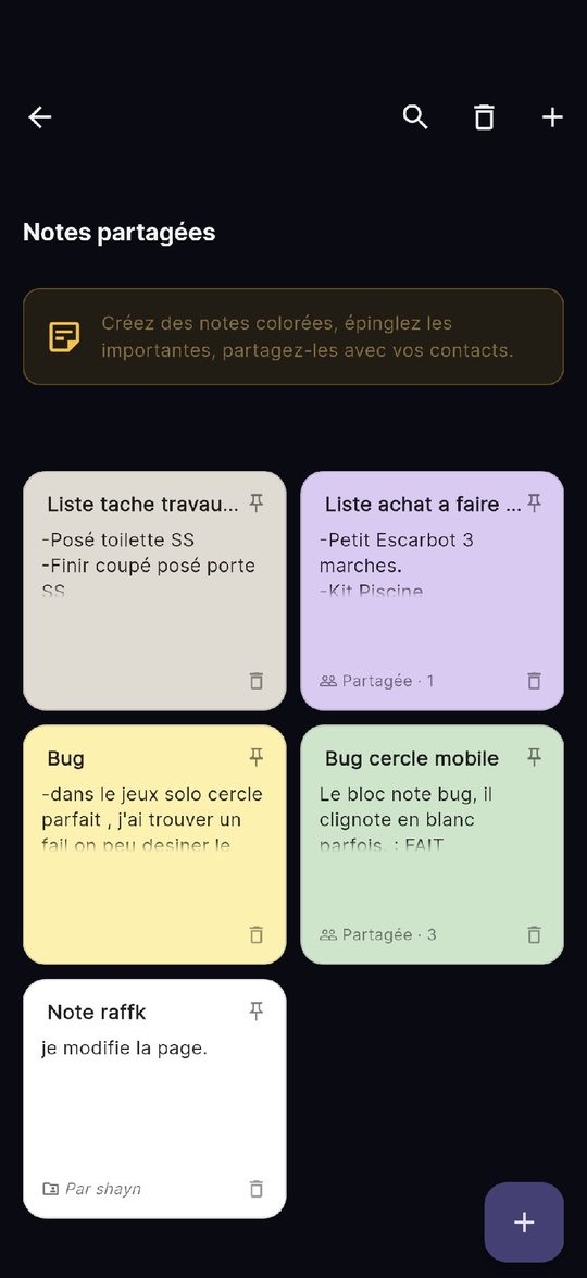 Notes partagées Youoki